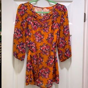 ModCloth Large Floral Autumn Tunic Top Long Sleeve